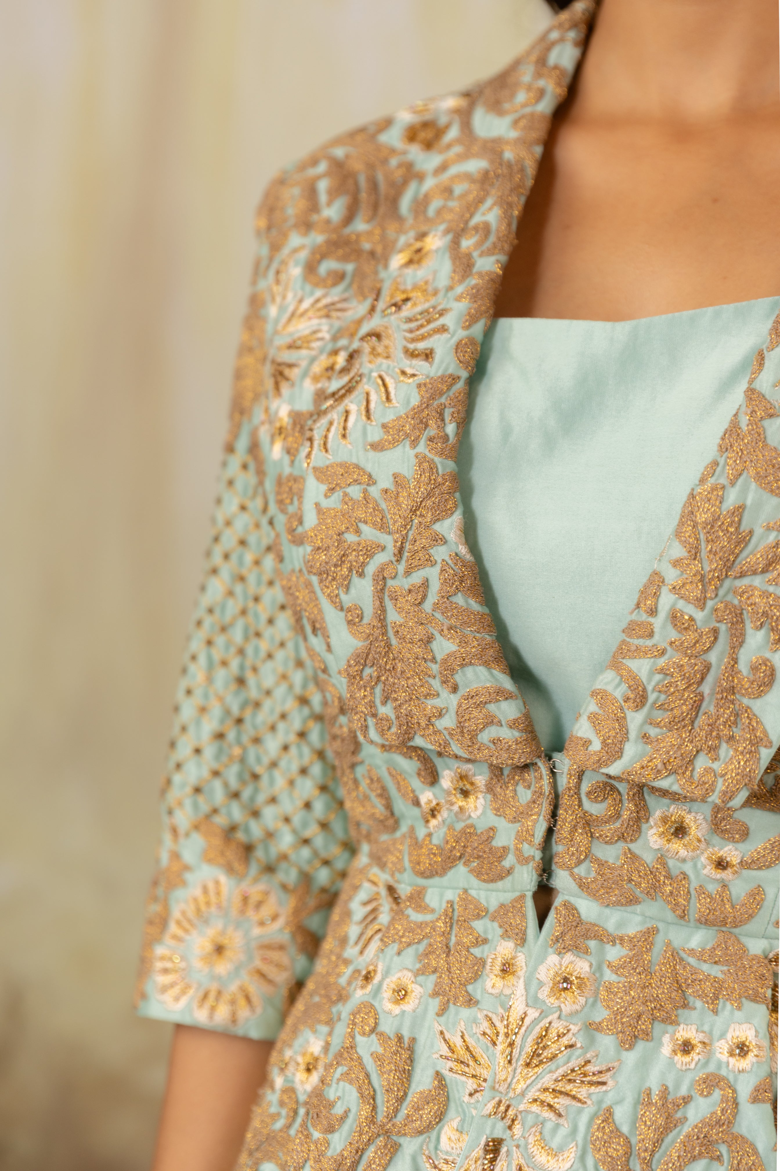 POWDER BLUE ZOE PEPLUM JACKET SET
