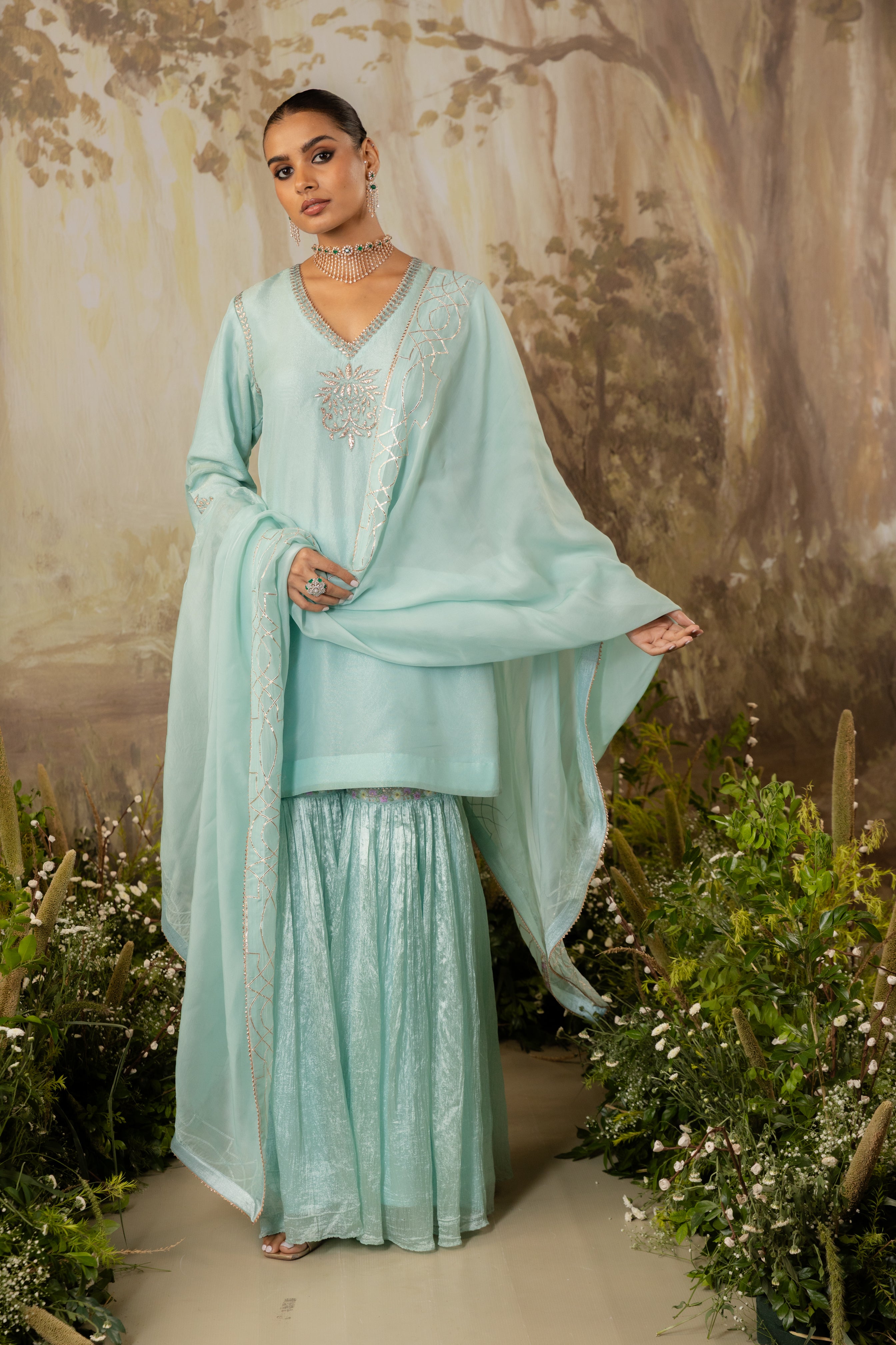 POWDER BLUE SHORT KURTA SET