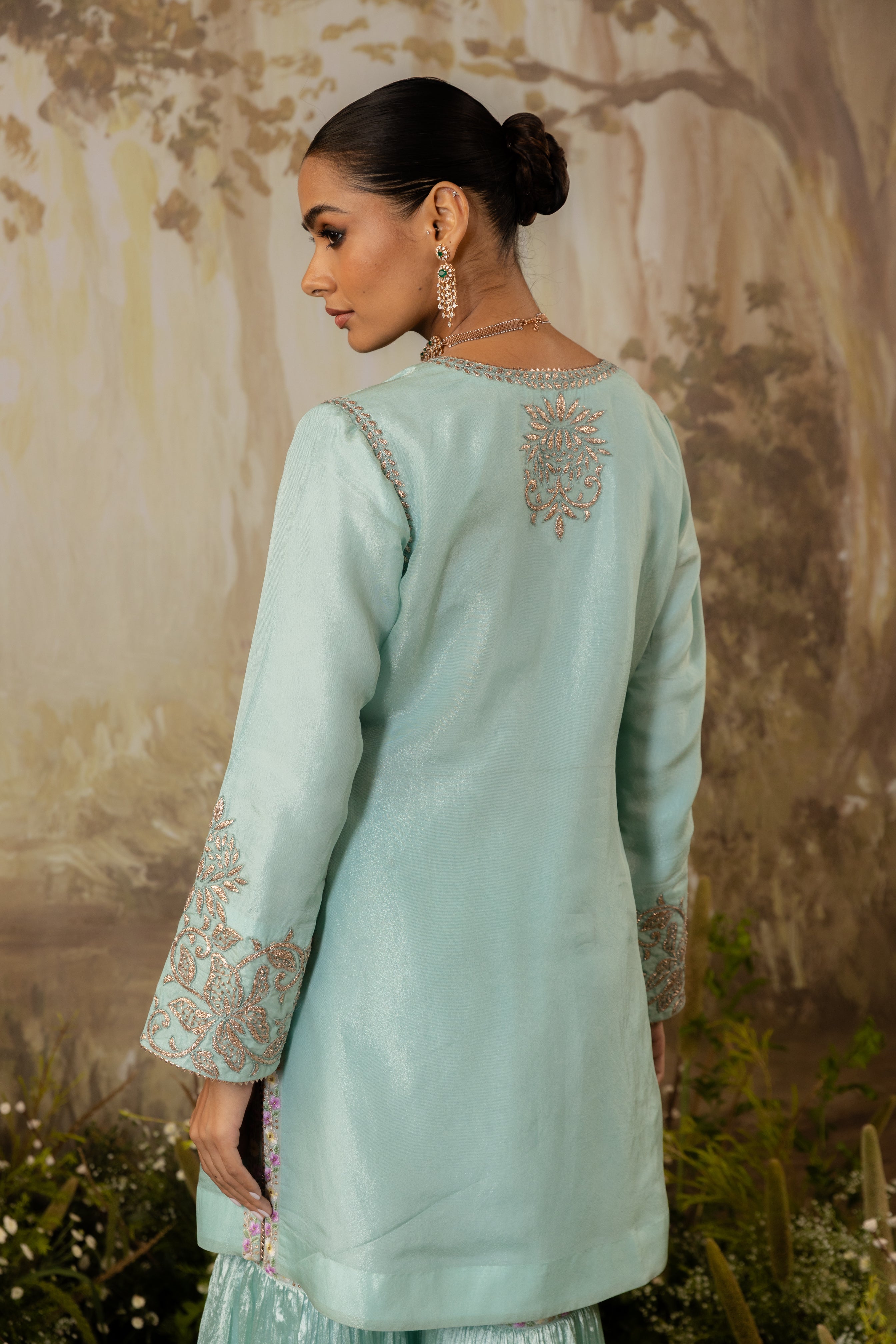POWDER BLUE SHORT KURTA SET