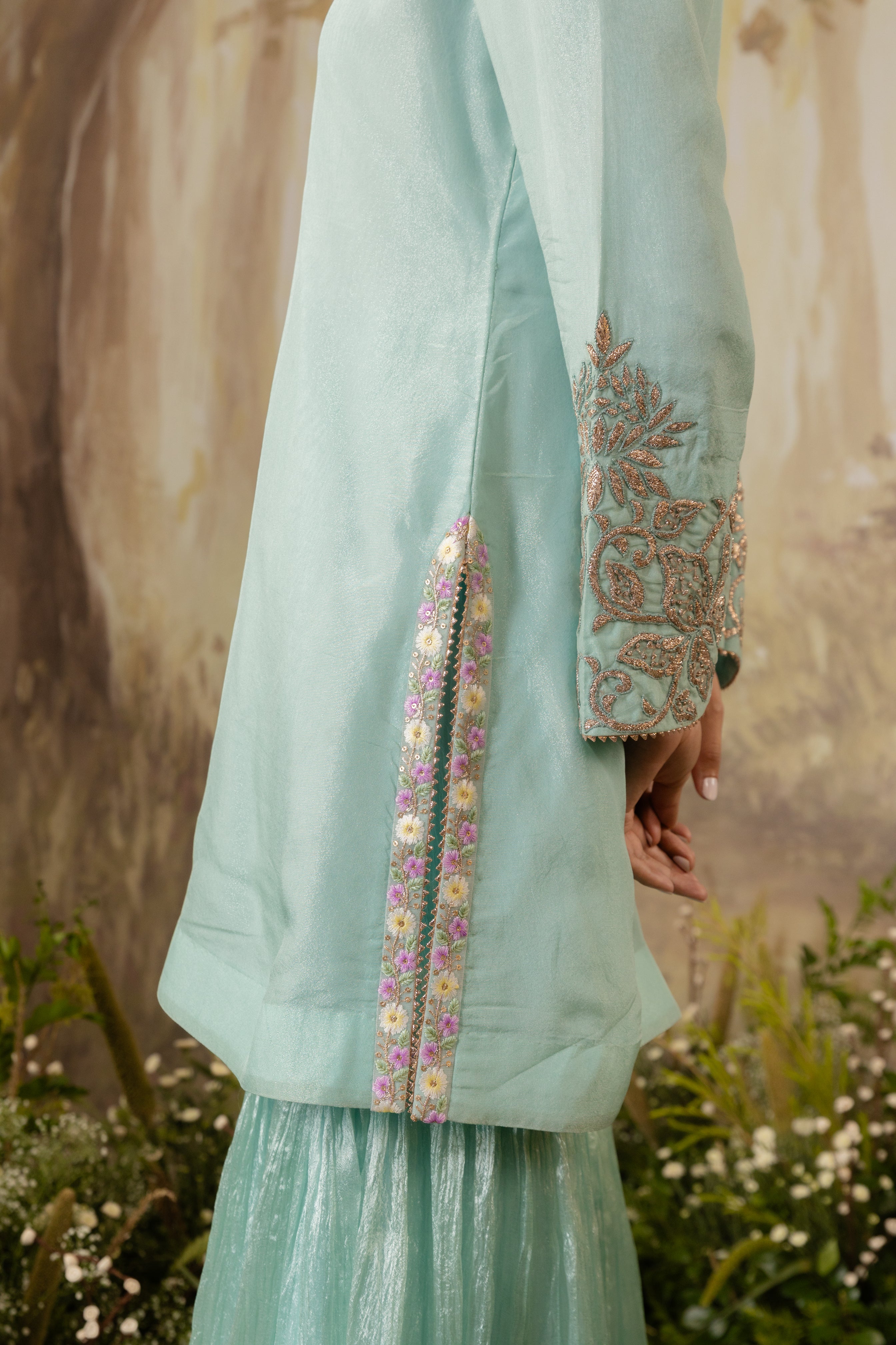 POWDER BLUE SHORT KURTA SET