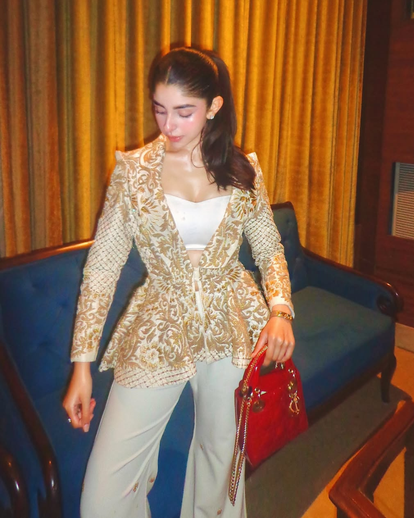 Lavanya Dua in Ivory zoe peplum jacket set