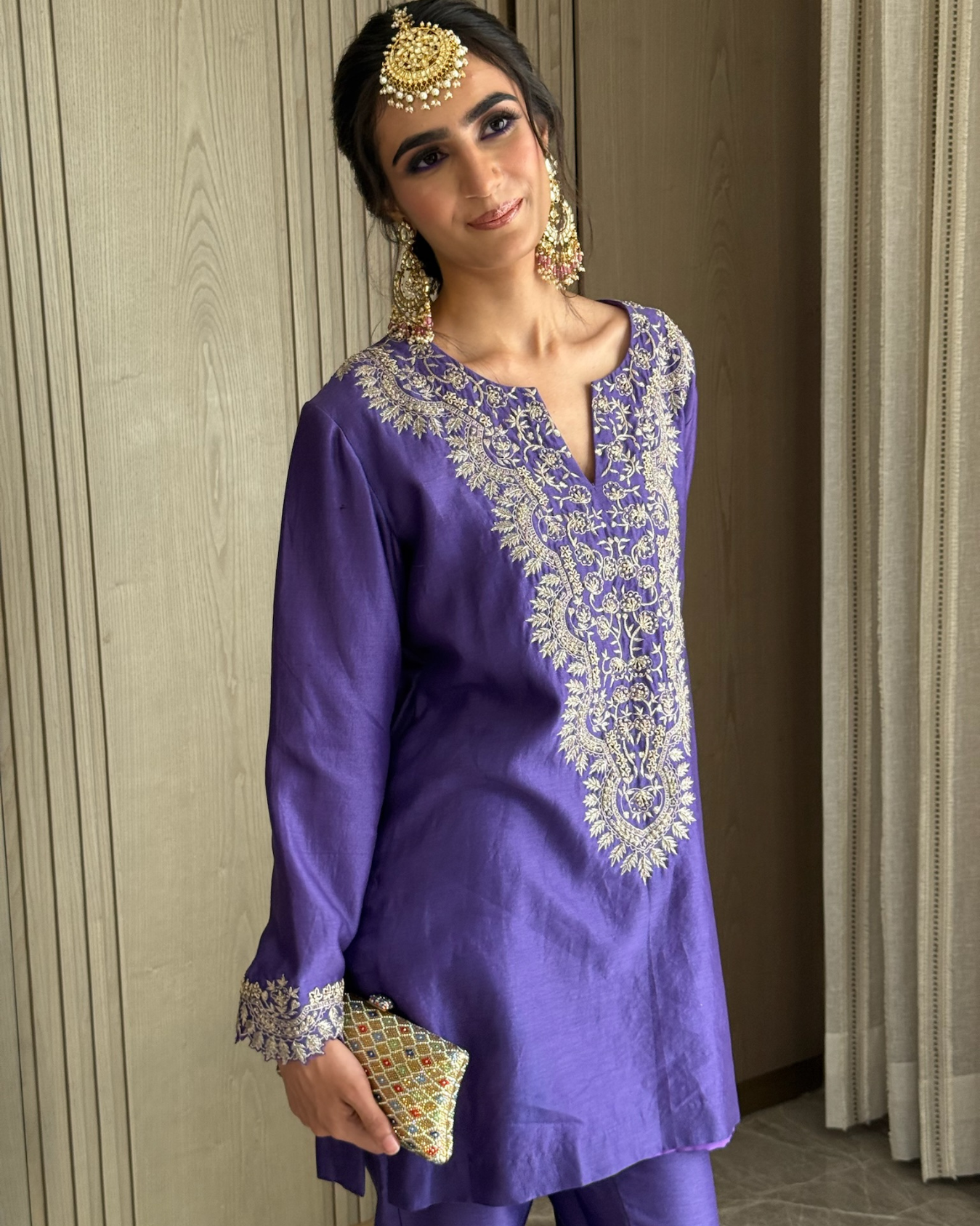 Our beautiful AB Muse in Royal Purple Chanderi Silk Co-ord Set