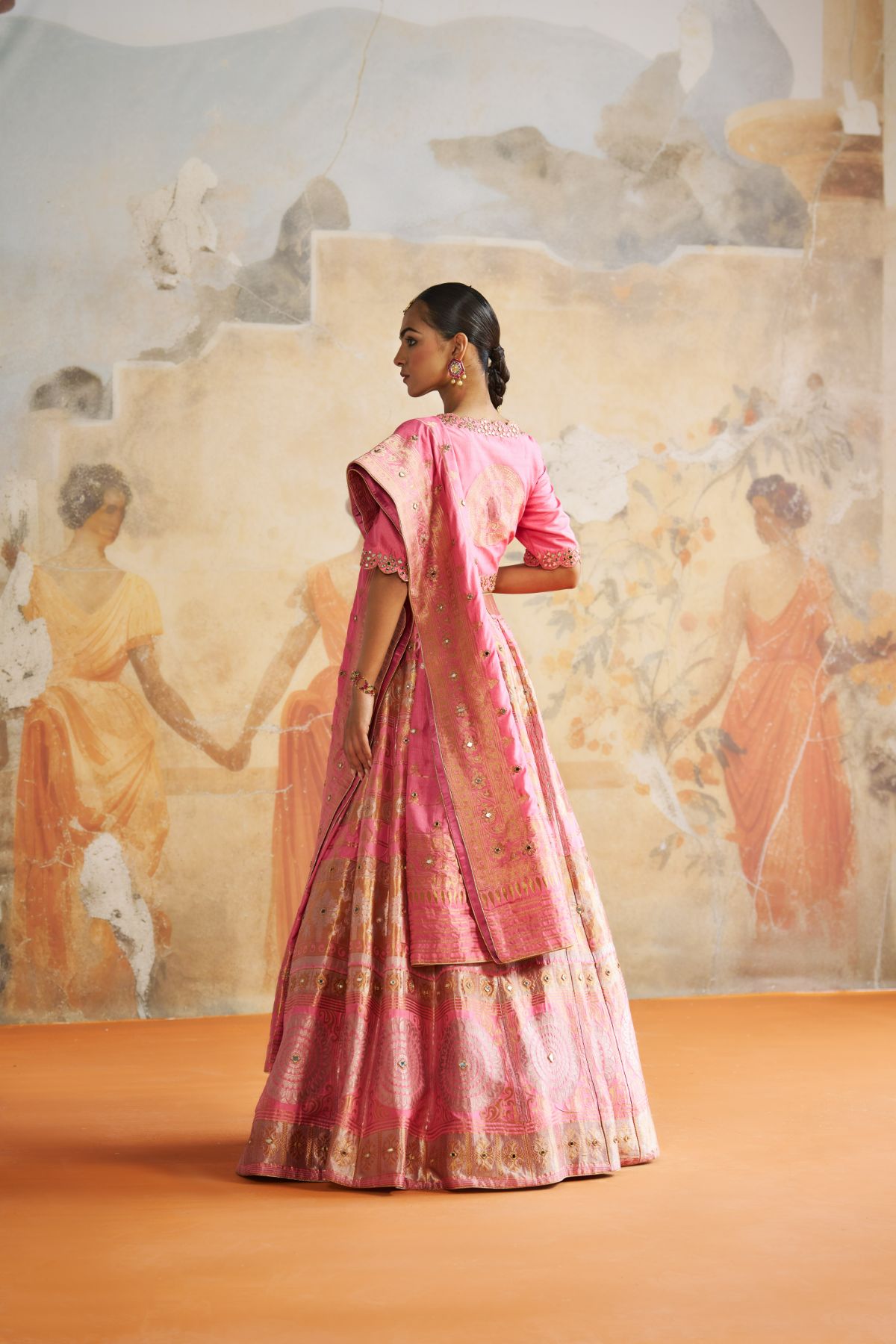Pink banarasi lehenga set