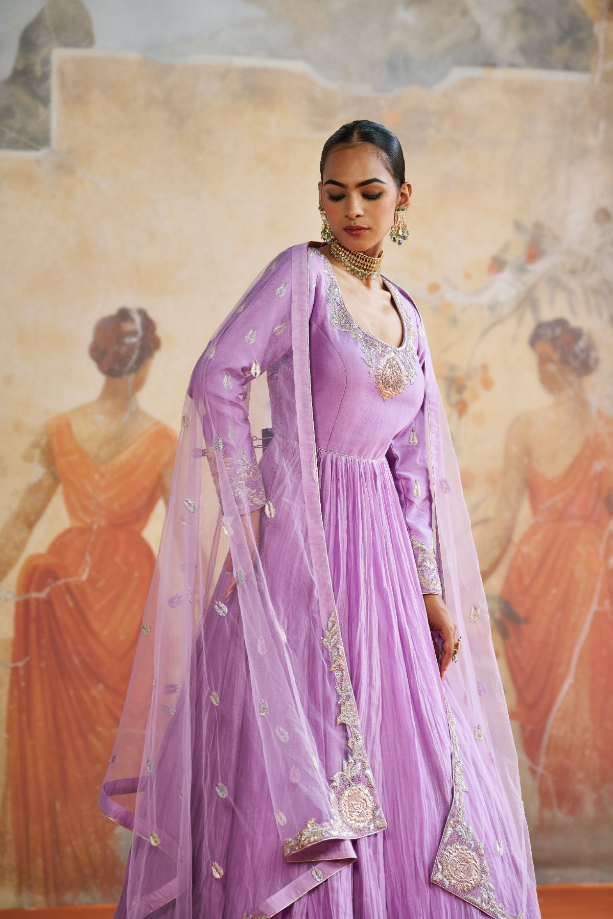 Lavender anarkalii set