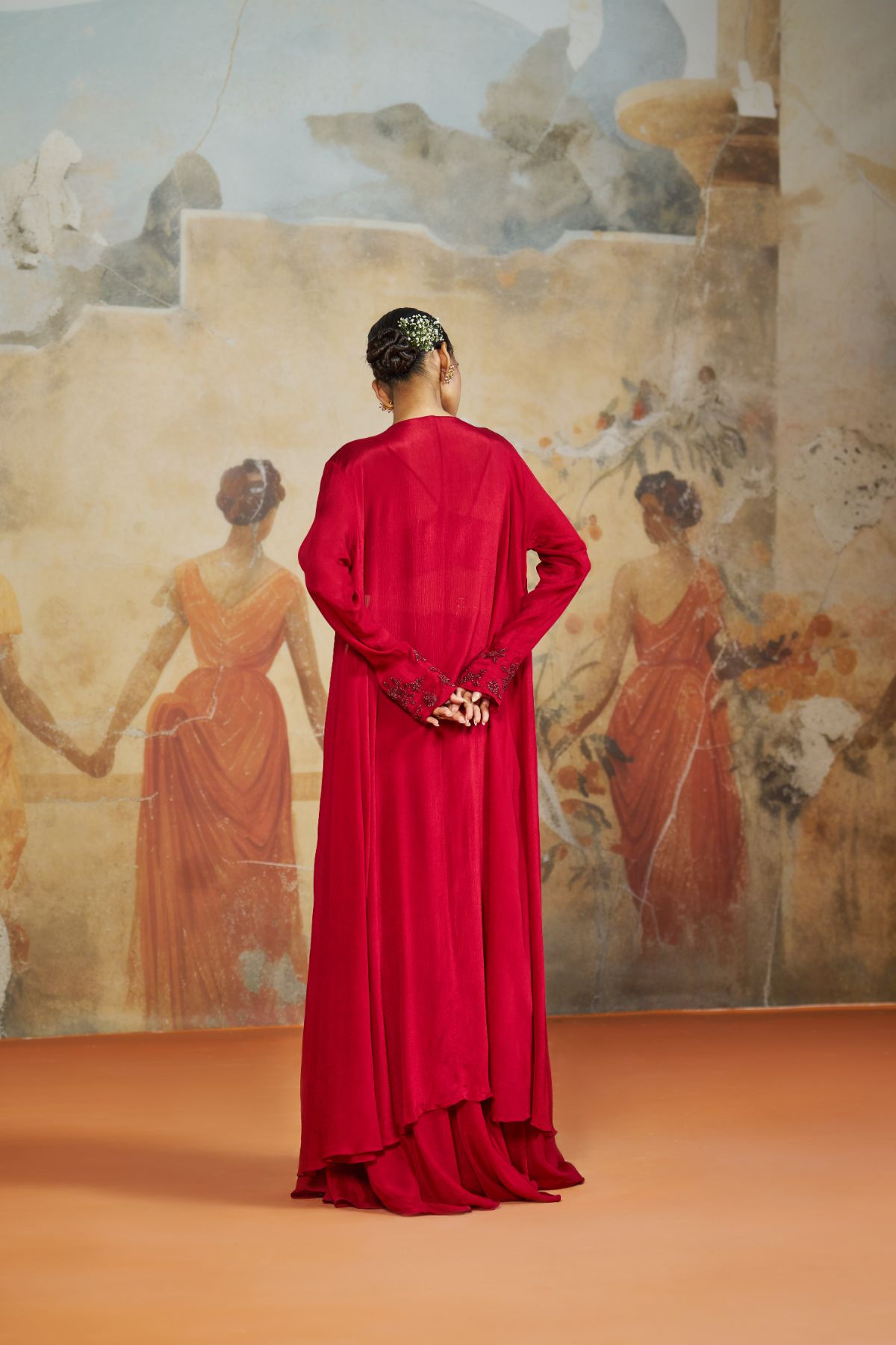 Red long jacket set