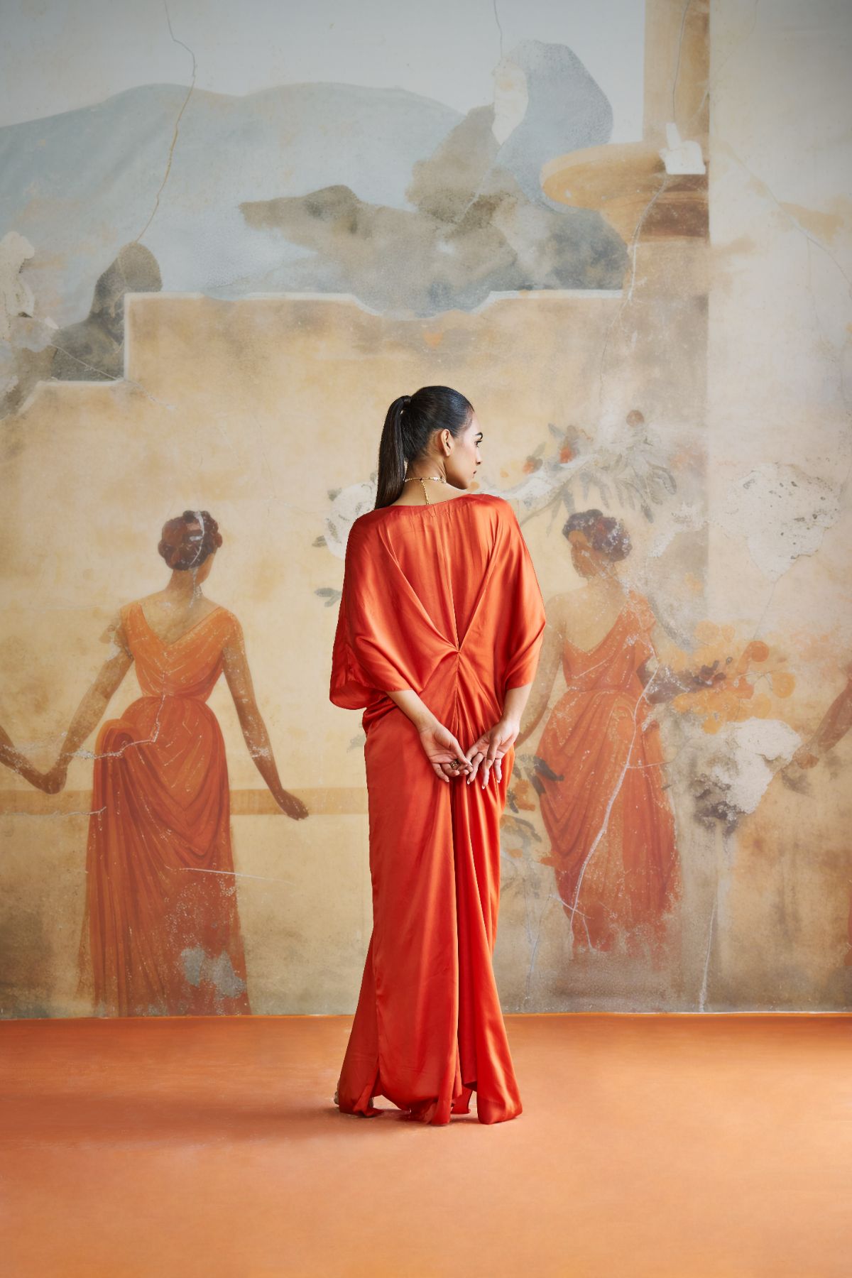 Tangerine jeweled kaftan