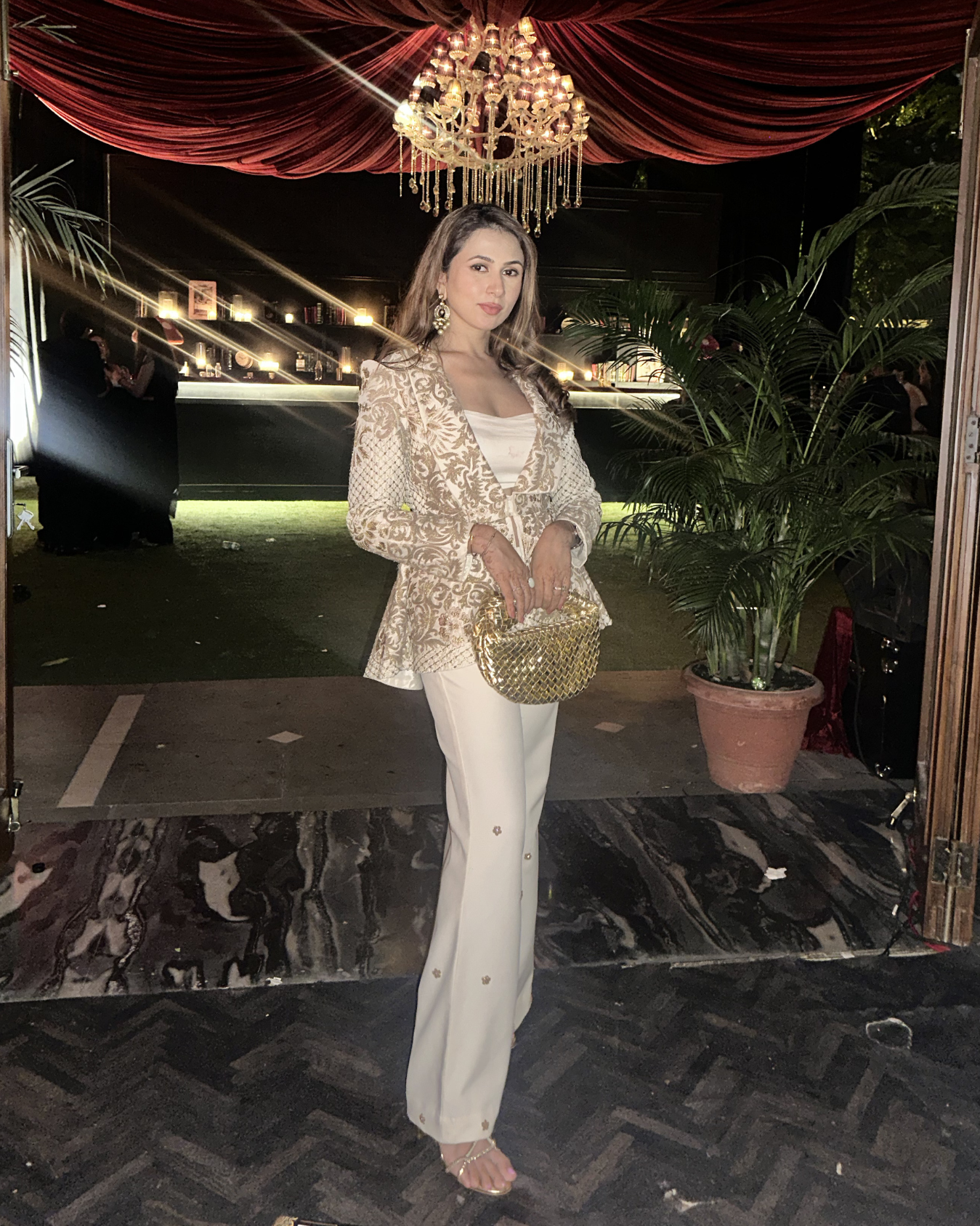 Shikha Khurana in Ivory zoe peplum jacket set