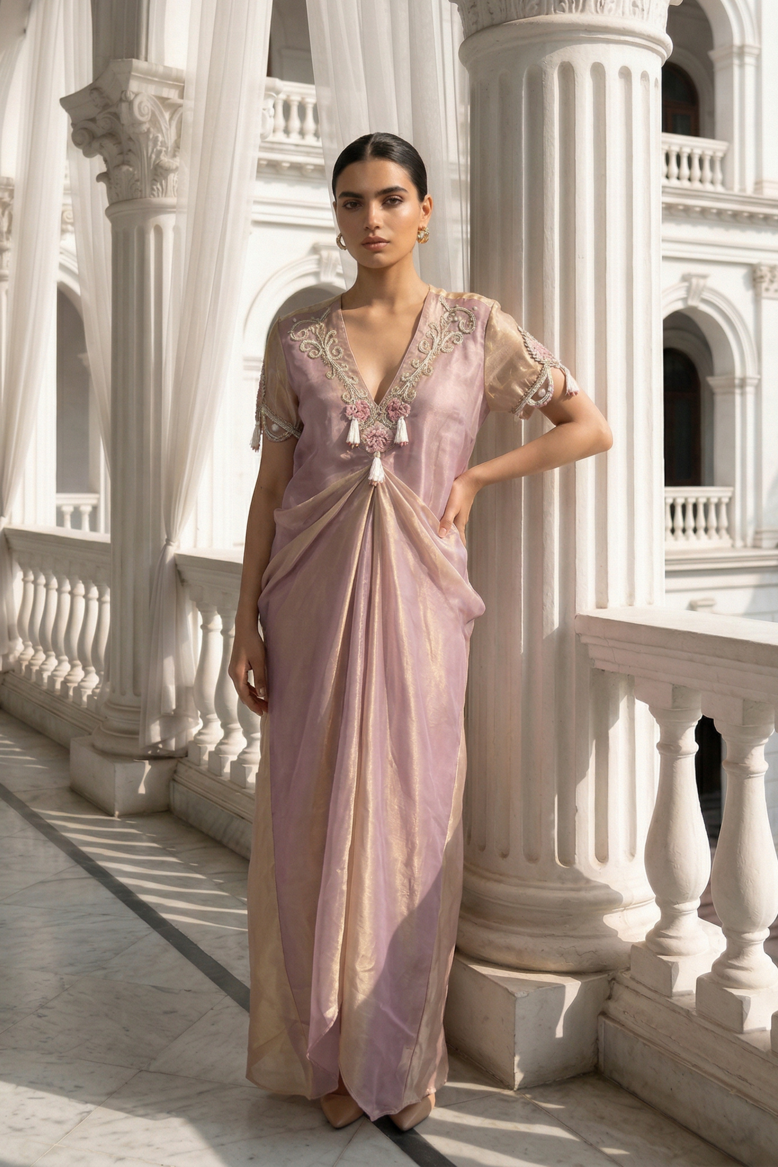 LILAC TISSUE BODYCONE KAFTAN