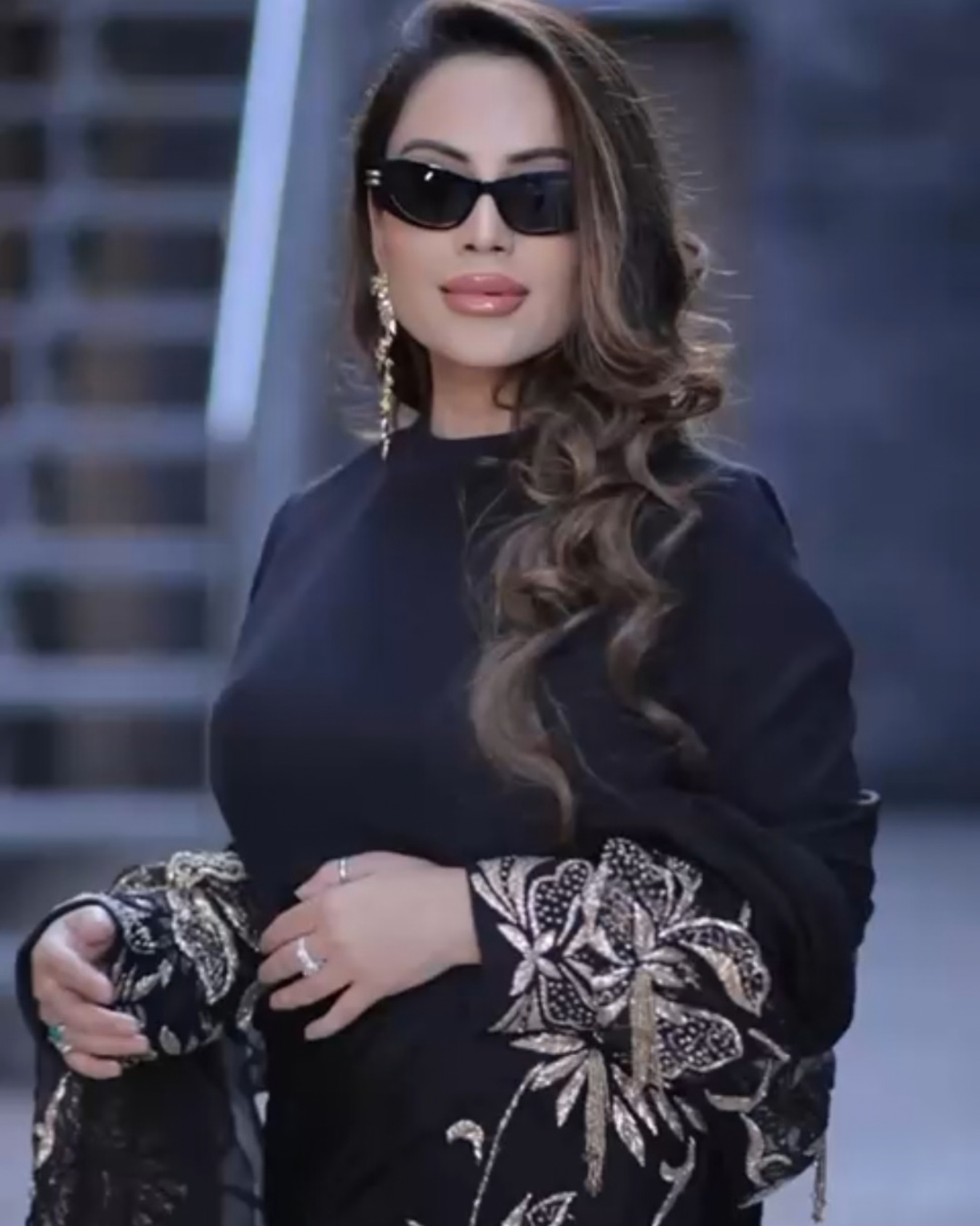 Priyanka aggarwal in Black ruffle saree set