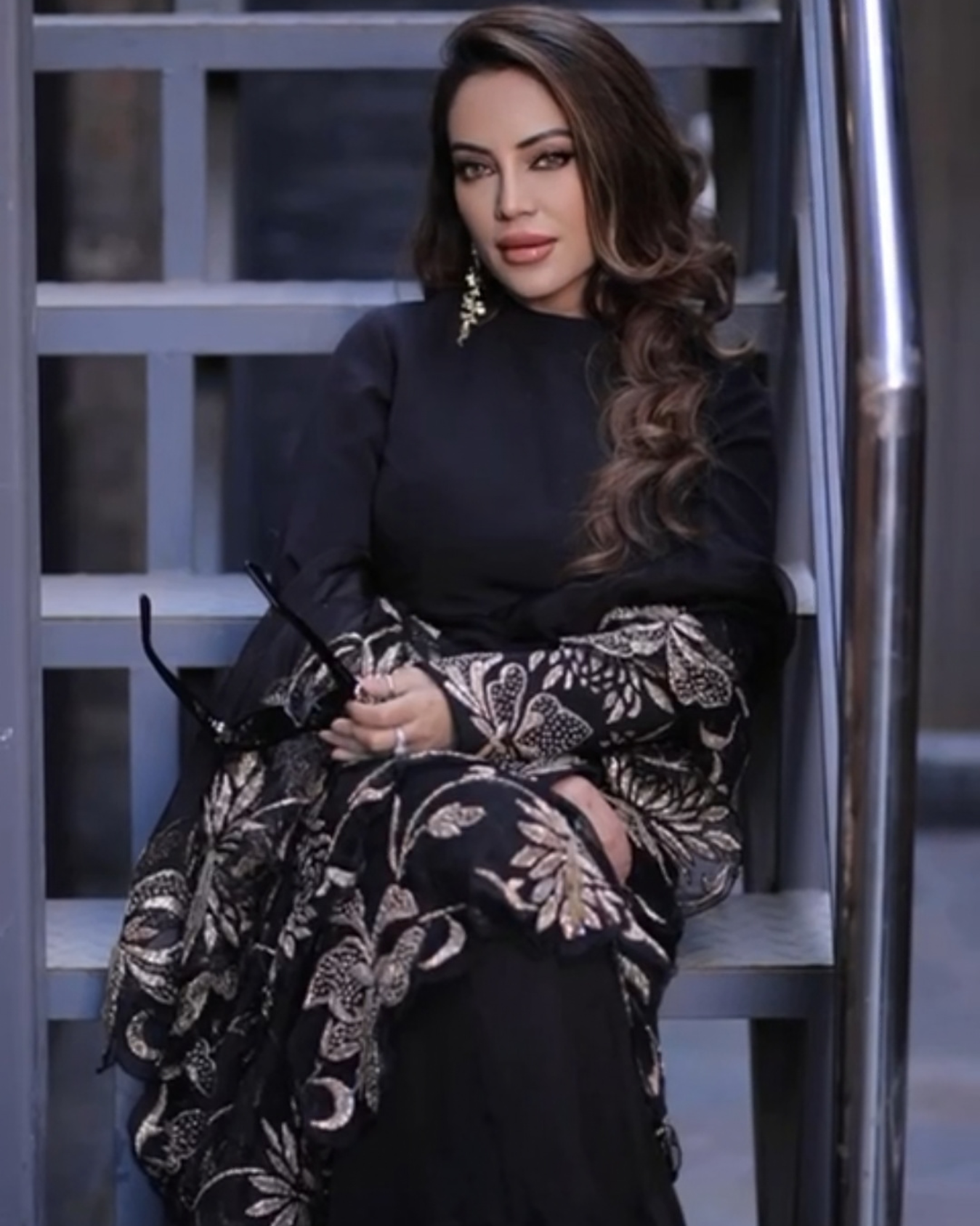 Priyanka aggarwal in Black ruffle saree set