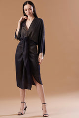 Oxford blue draped kaftan dress