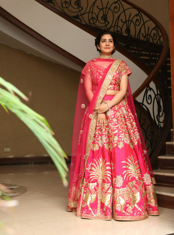 Fuschia pink Lehenga