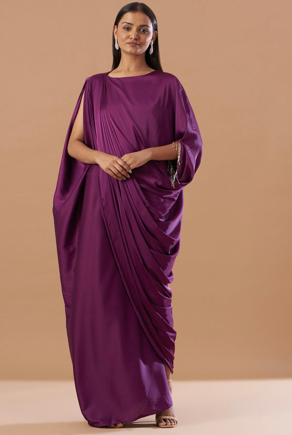 Irish purple draped kaftan dress