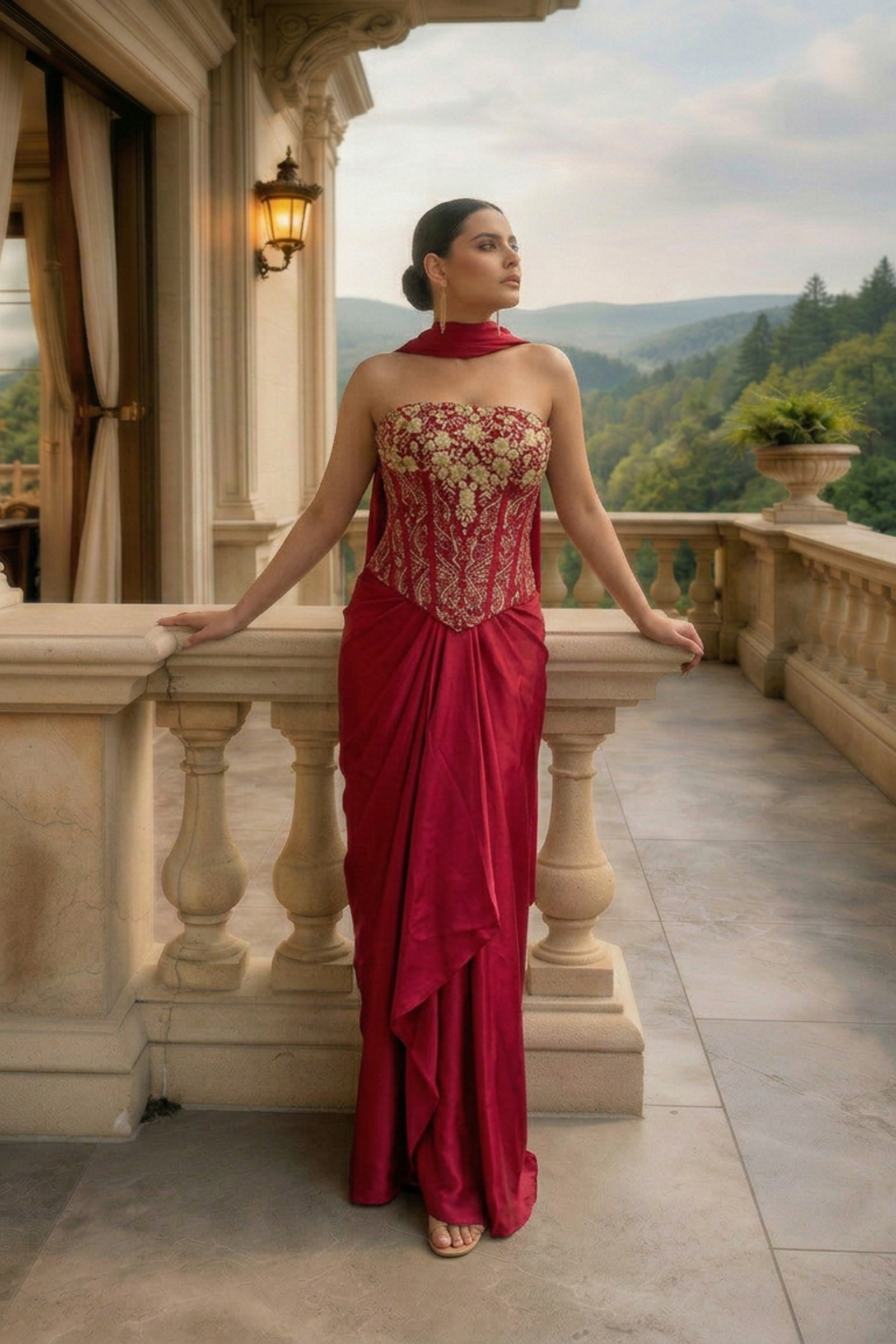 DEEP PINK CORSET SET