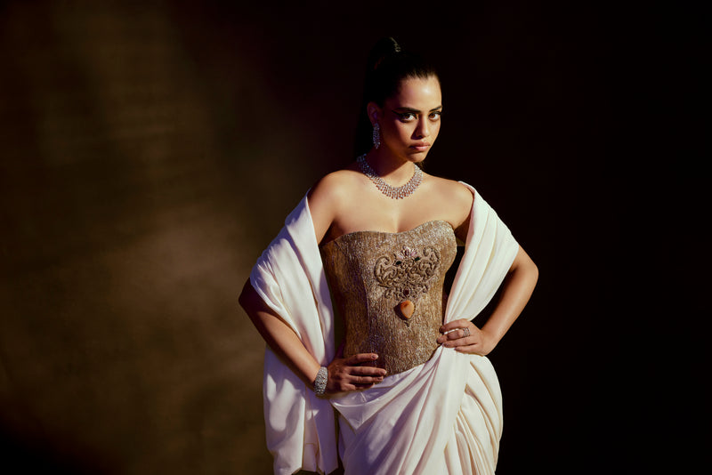 Vintage Corset with Draped Saree