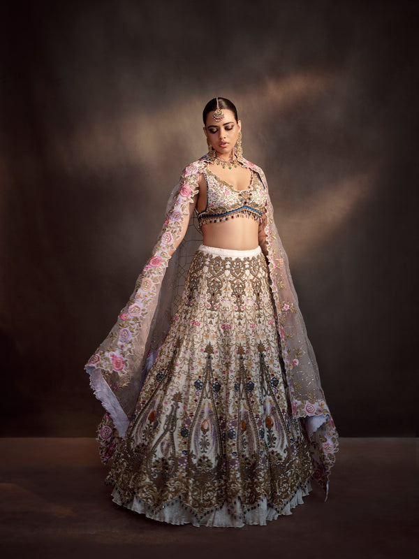 Pearl White Zardozi Lehenga