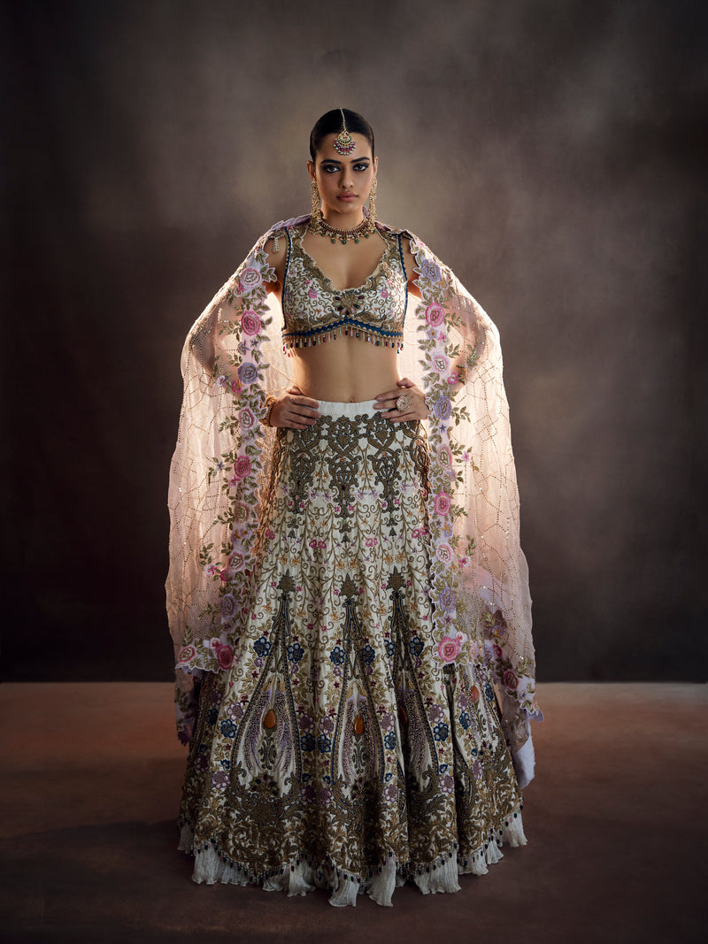 Pearl White Zardozi Lehenga