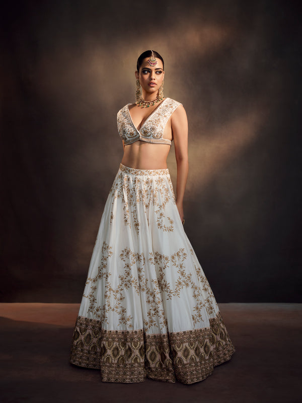 Ivory blush all over Jaal lehenga