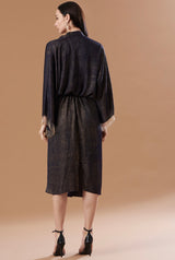 Oxford blue draped kaftan dress