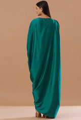 Arabian green draped kaftan dress