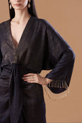 Oxford blue draped kaftan dress