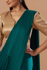 Emerald Green Pant saree set