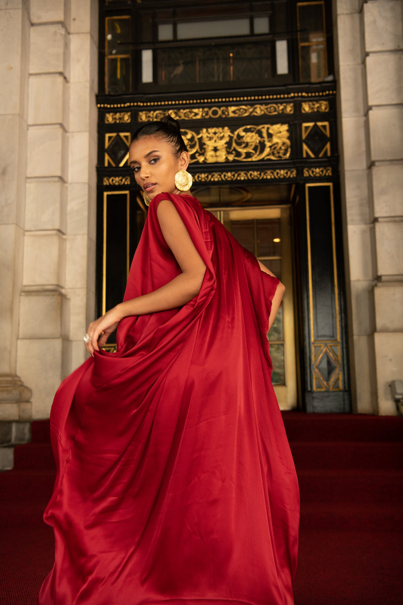 Barn Red dress embroidered kaftan dress