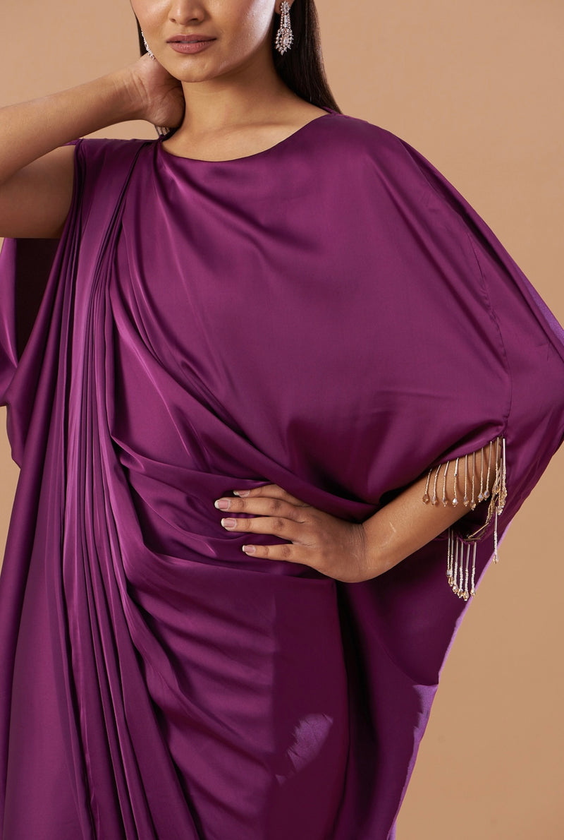 Irish purple draped kaftan dress