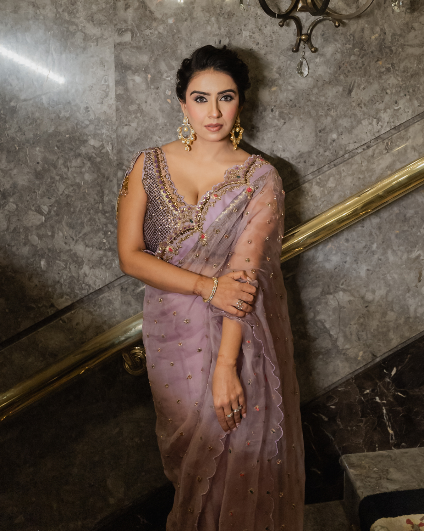 SHIRIN SHEWANI in Lavender saree set