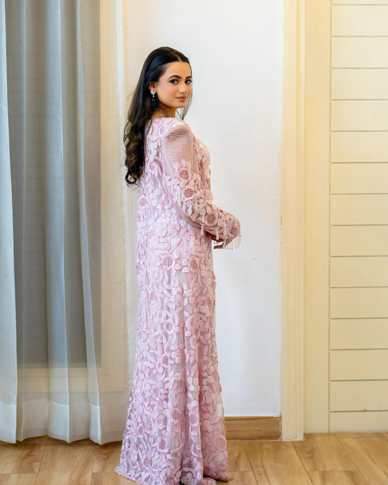 Our beautiful AB Muse in Rose pink floral long jacket set