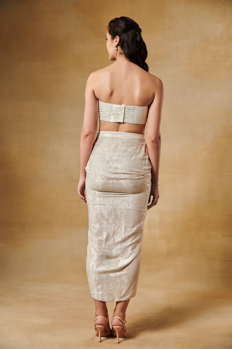 Pearl white tube drape dress