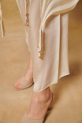 Cream white co-ord with draped pants