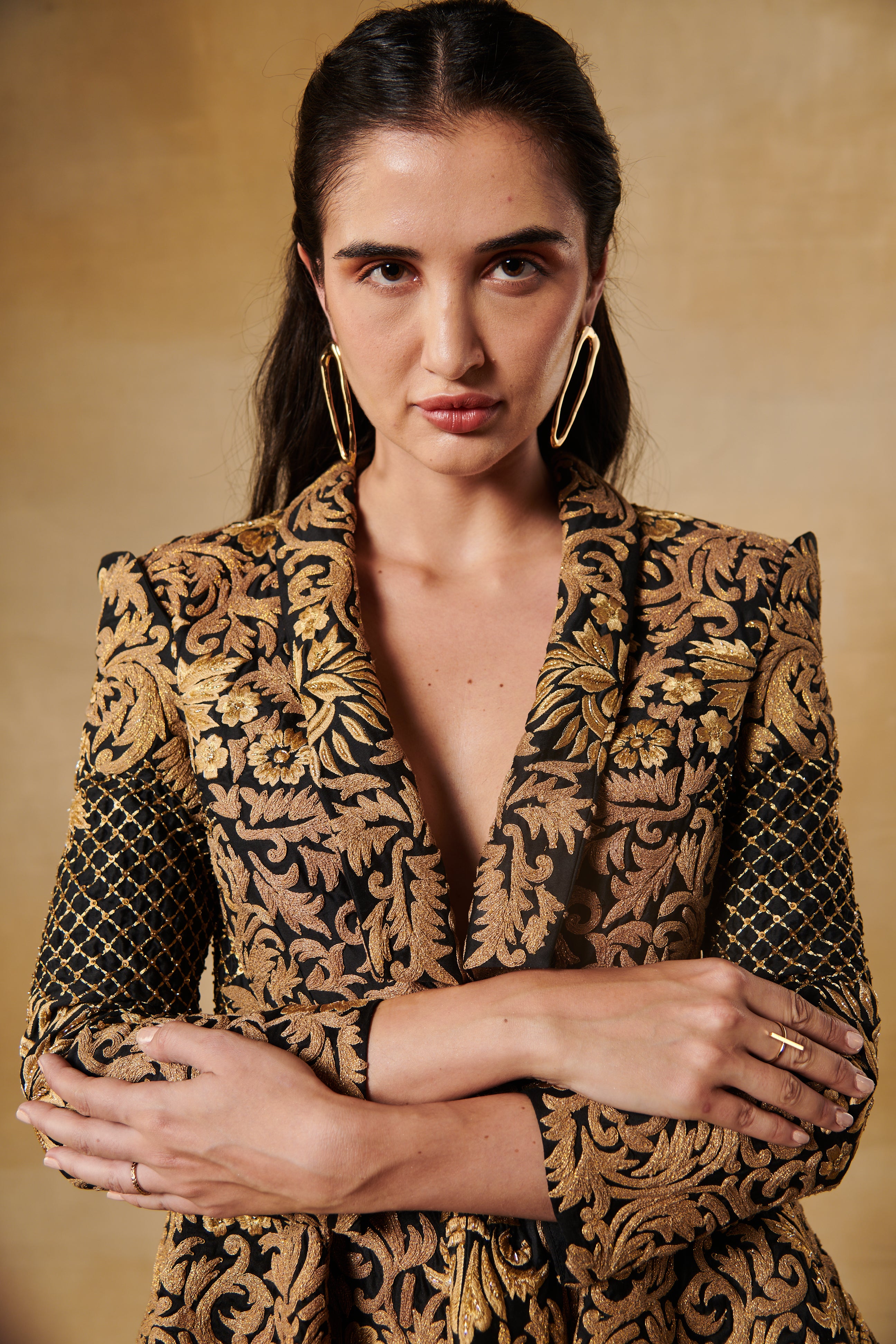 Atishaa Pratap Singh in Zoe black peplum jacket