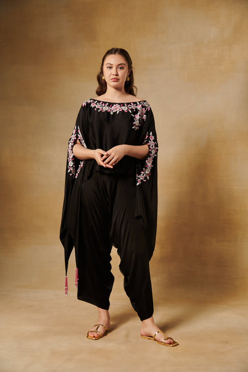 Midnight black Co-Ord with draped pants