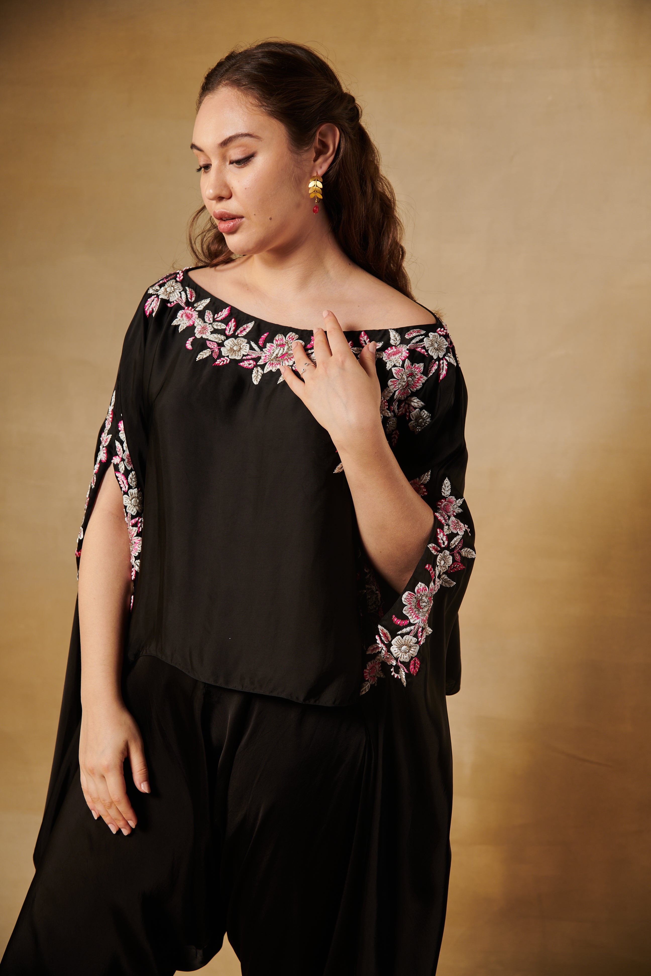 Midnight black Co-Ord with draped pants
