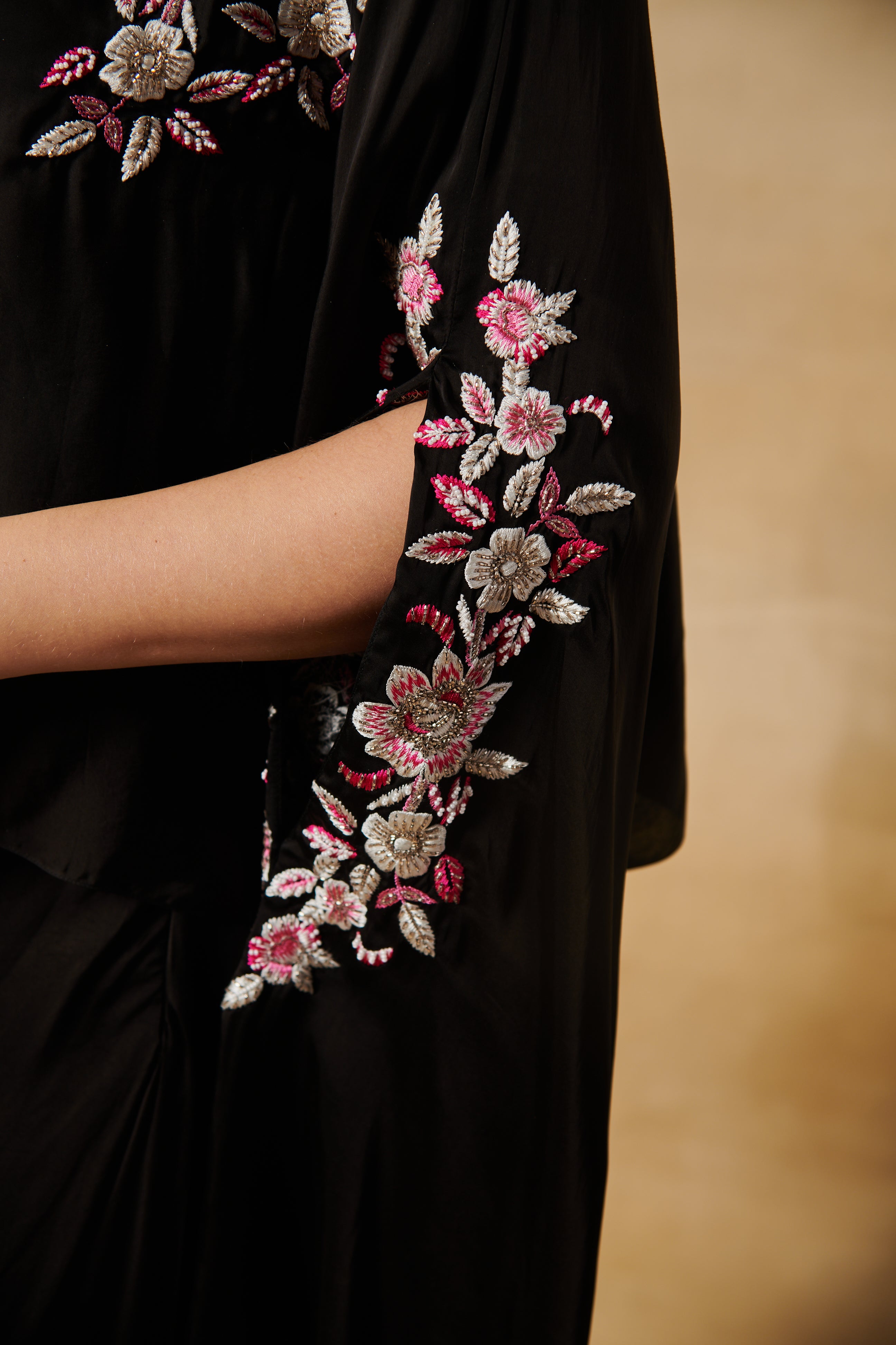 Midnight black Co-Ord with draped pants