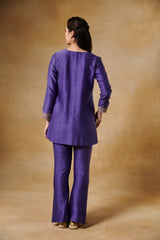 Royal purple chnaderi silk cord set