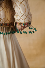 Ivory lehenga set with multi thread embroidery blouse