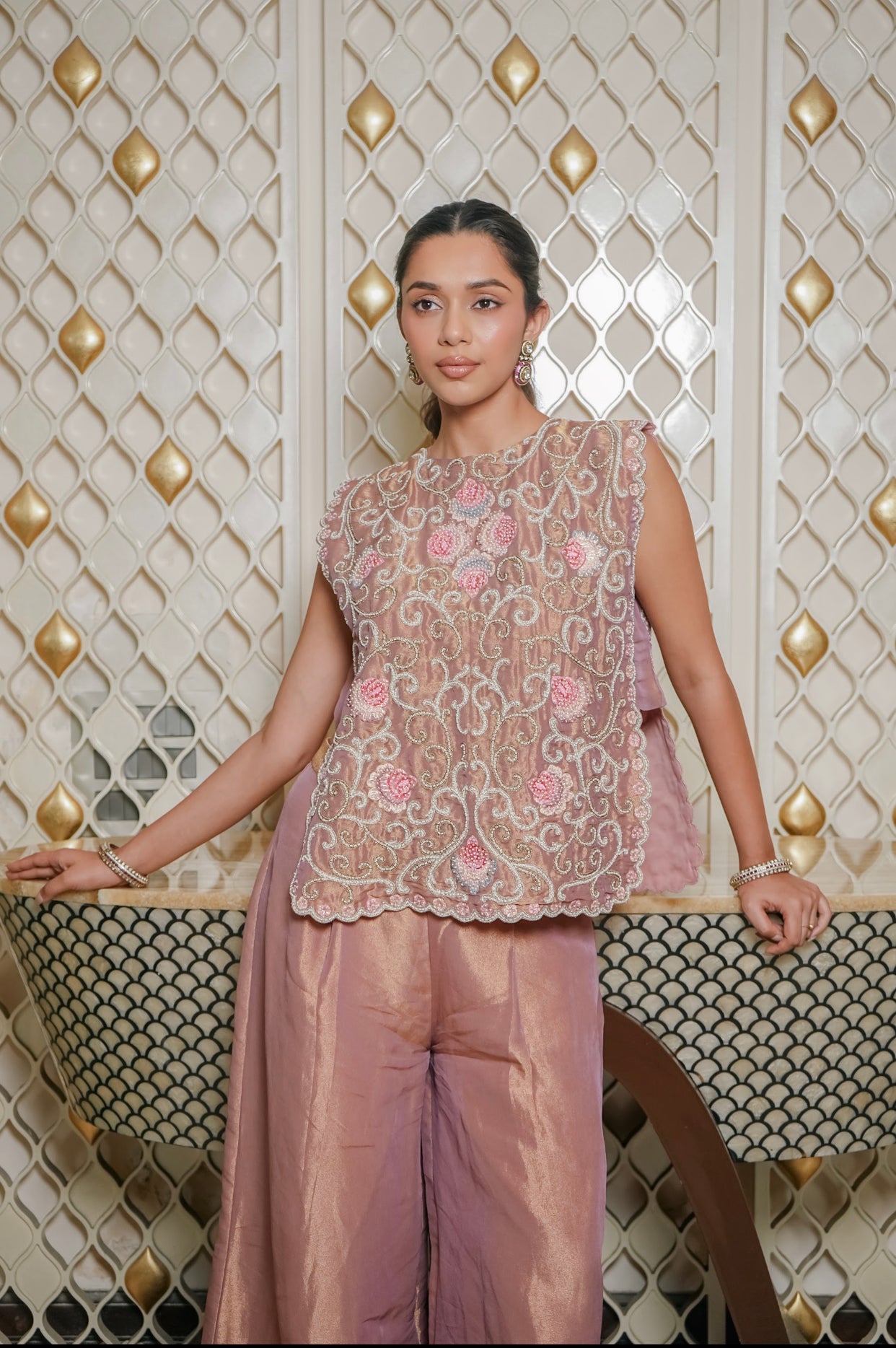 ANTIQUE ROSE TISSUE COORD SET