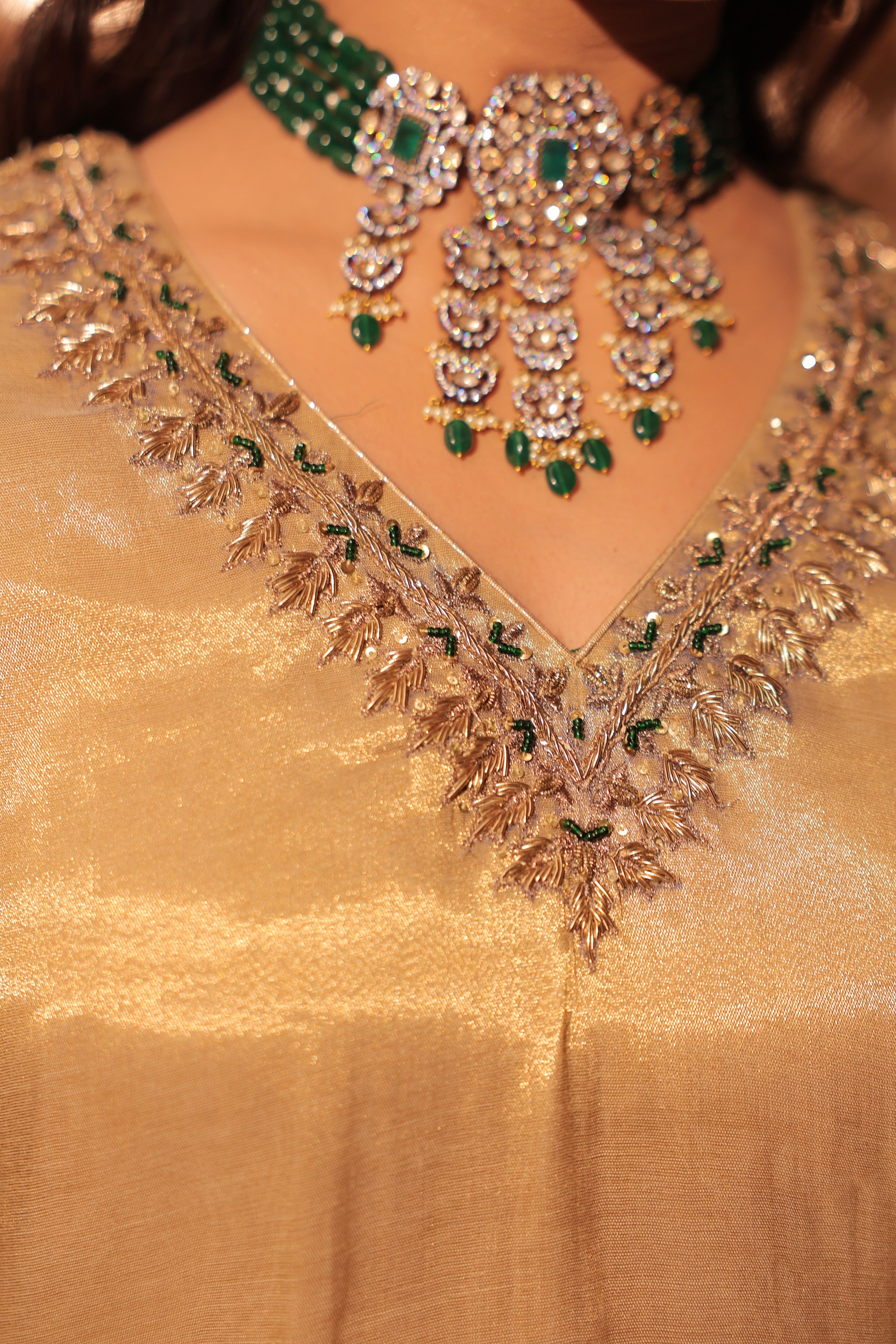 Beige and green suit set