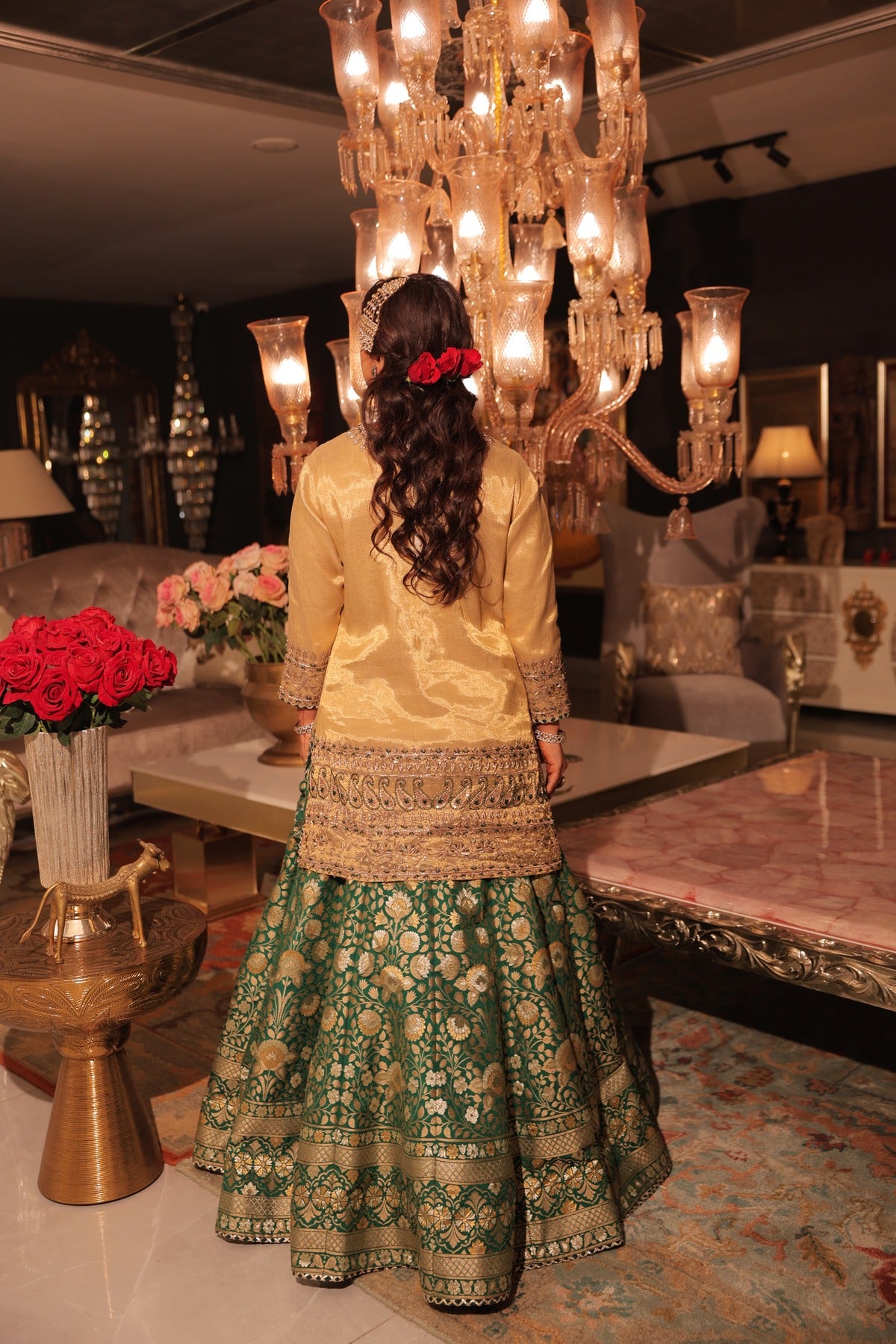 Beige and green suit set