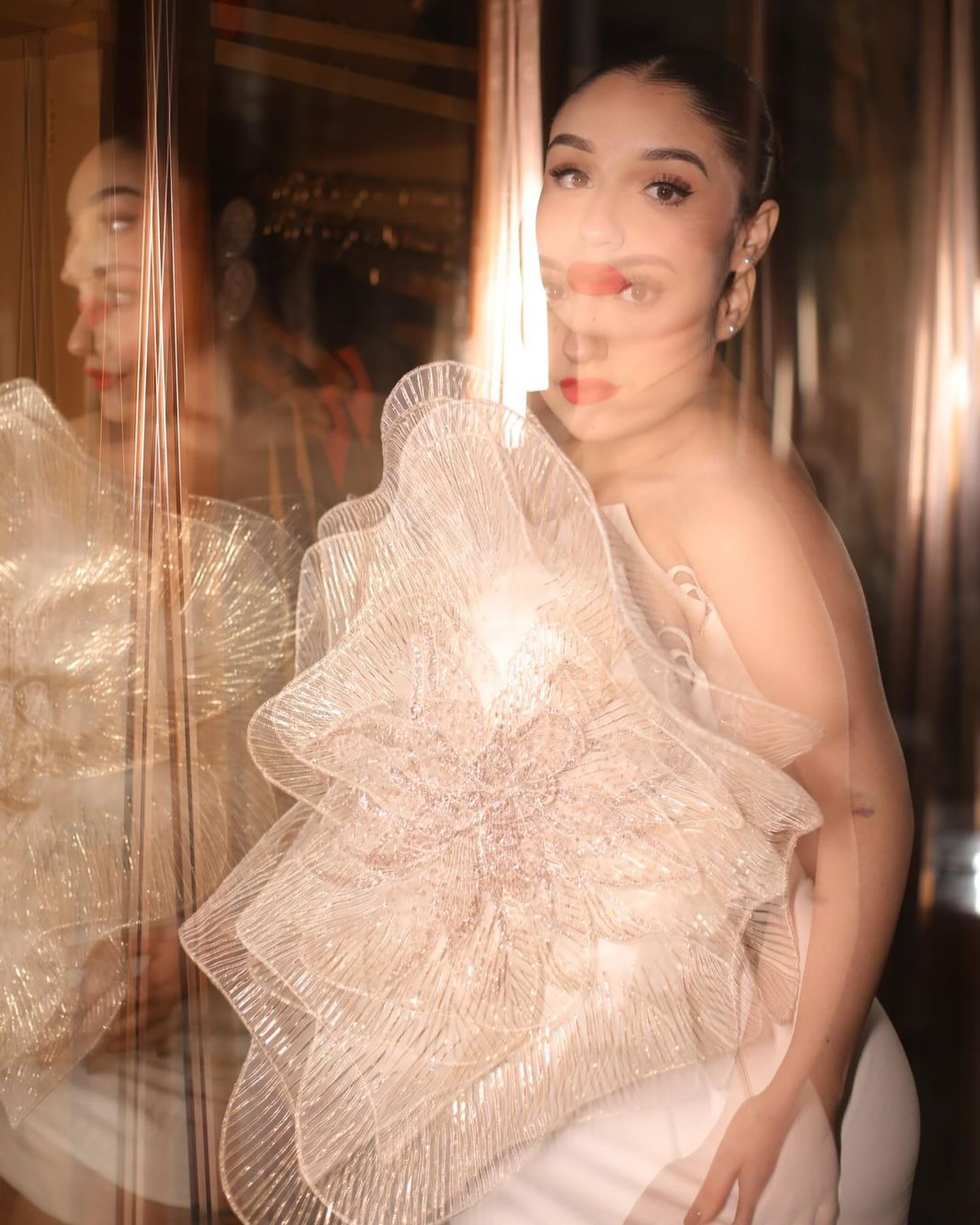 ⁠Tanya Sharma Bajaj in Our Ivory 3d Floral Cocktail Dress