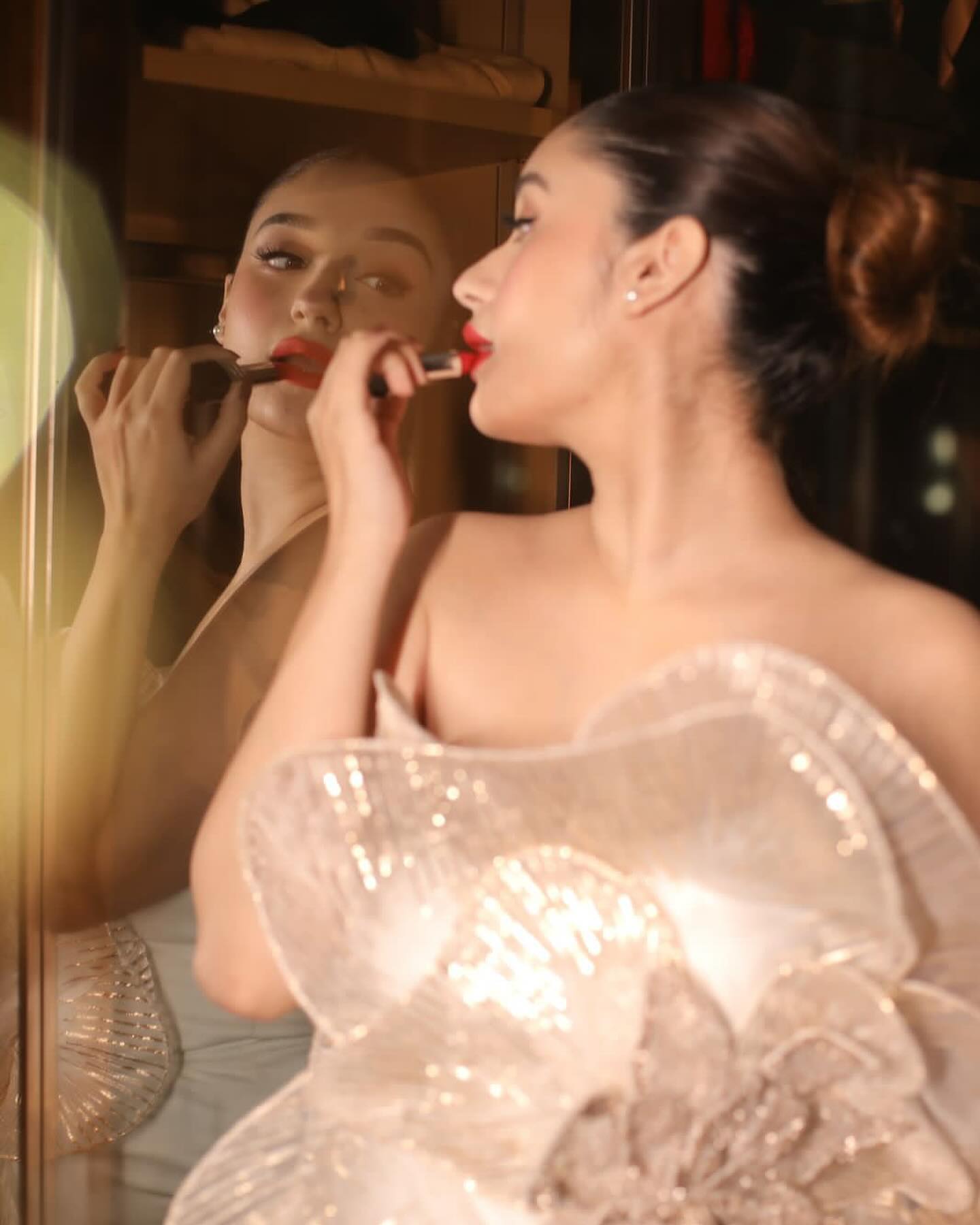 ⁠Tanya Sharma Bajaj in Our Ivory 3d Floral Cocktail Dress