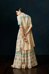 Blush beige chanderi  sharara suit