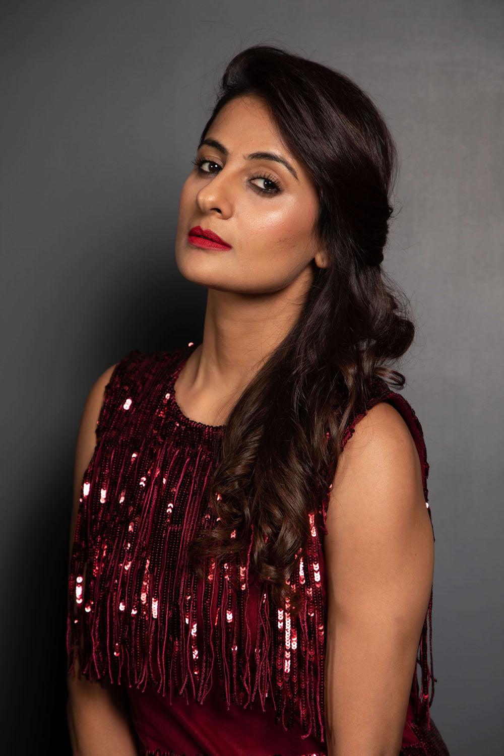 Deep Maroon Evening Dress
