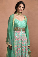 Jade Green Embroidered Anarkali Set