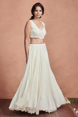 Cream White Lehenga Set