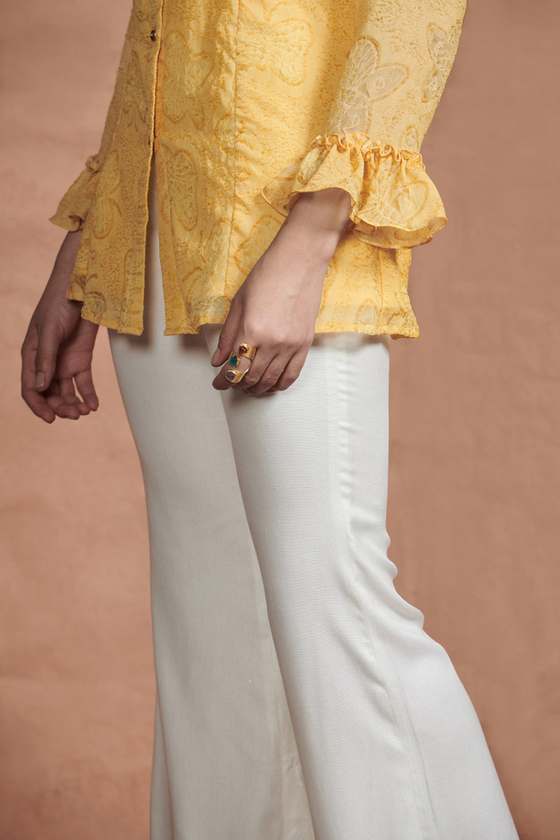 Dandelion Yellow Ruffle Detail Top