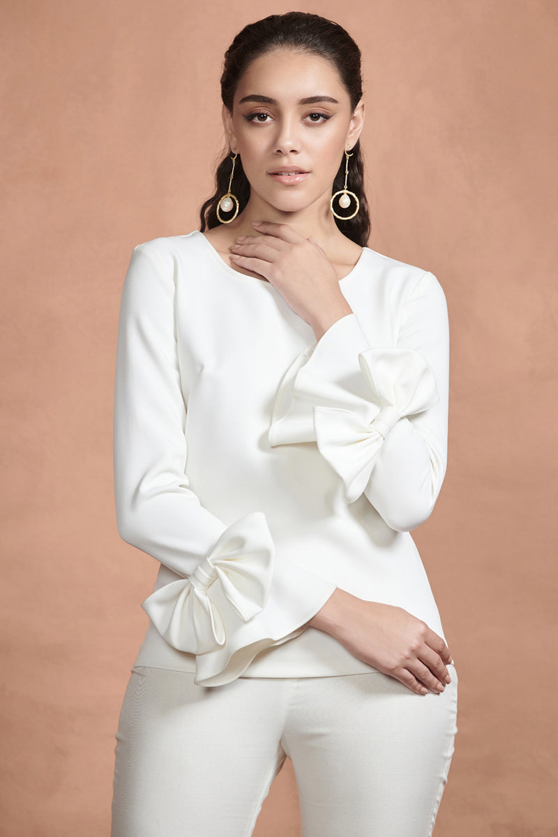 Off White Bow Top