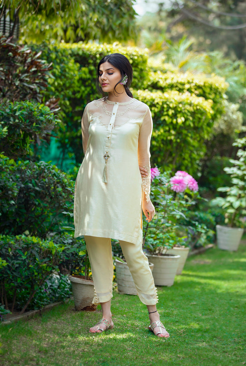 Yellow short kurta set